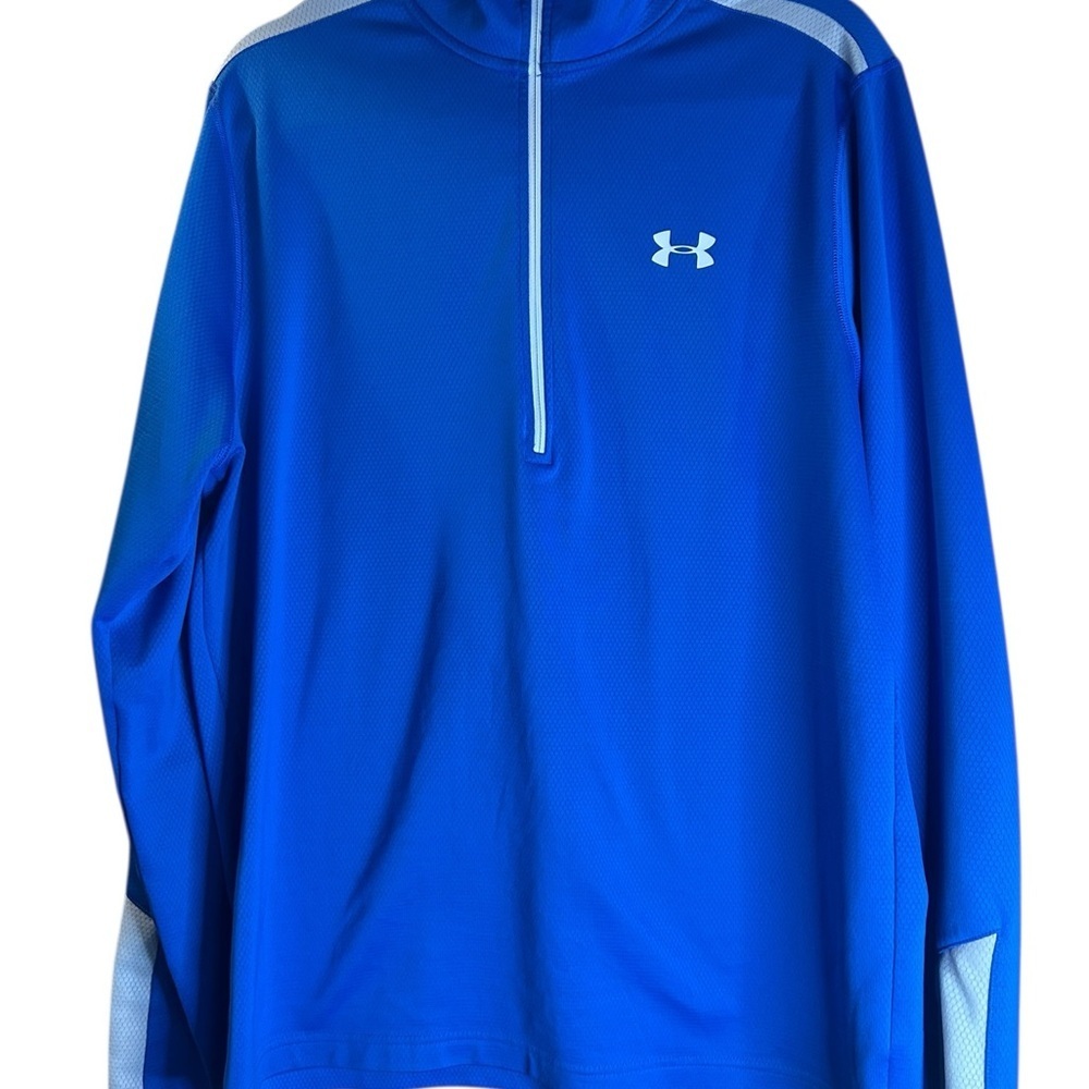 Under Armour ColdGear 1/4 Zip Pullover Blue Loose Fit Athletic Performance Top L